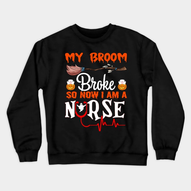 Funny Halloween Witch Riding Brooms On A Dark Desert Highway Cool Wind In My Hair Crewneck Sweatshirt by CasperX10